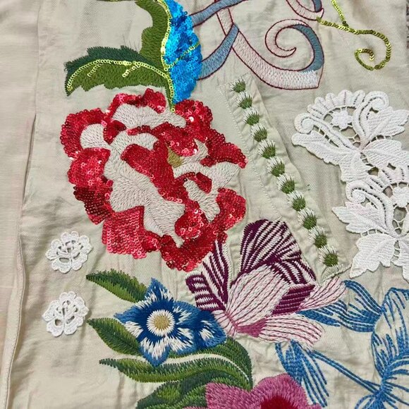 NWOT Johnny Was Bamboo KIMONO Embroidered Beaded sequins Floral Coat Jacket Sz S - Picture 8 of 16